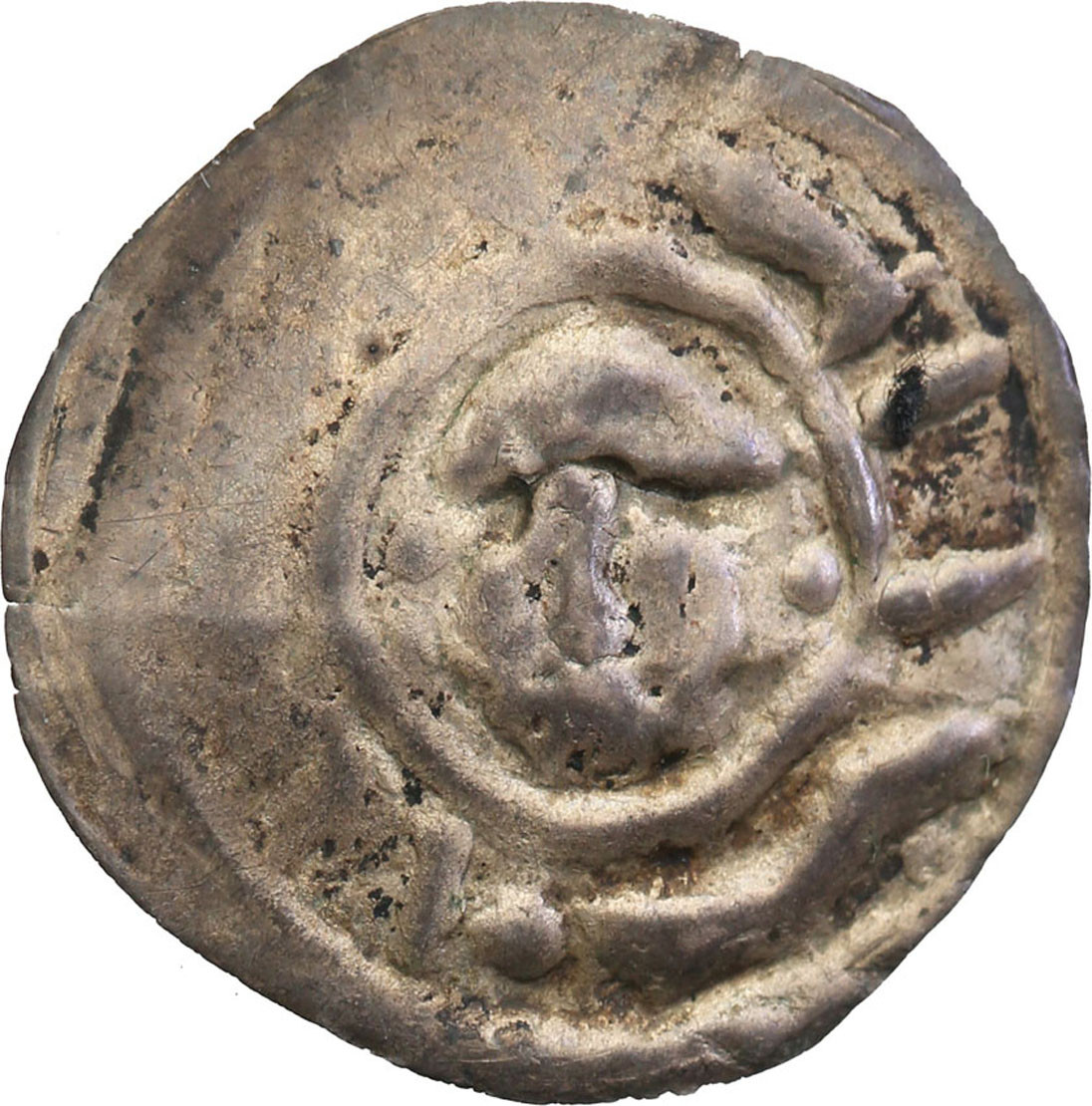 Śląsk, Księstwo Wrocławskie. Henryk I Brodaty (1201-1238), lub Henryk II Pobożny (1238-1241), Brakteat ratajski - RZADKI